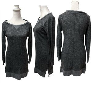 Banana Republic Heather Gray Long Sleeve Zip Sides Long Tunic Sweatshirt Size PS
